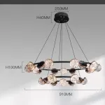 Кольцевая люстра с LED-источниками света в полусферических рассеивателях с эффектом льда FRIDHELM RING D91+D58 от ImperiumLoft