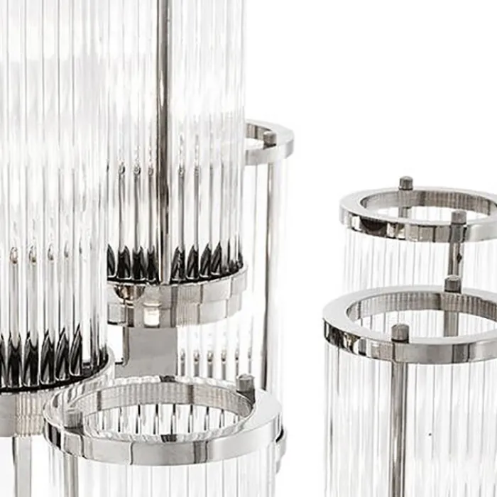 Подвесная люстра со стеклянными рельефными плафонами Сilindery Silver D75 от ImperiumLoft