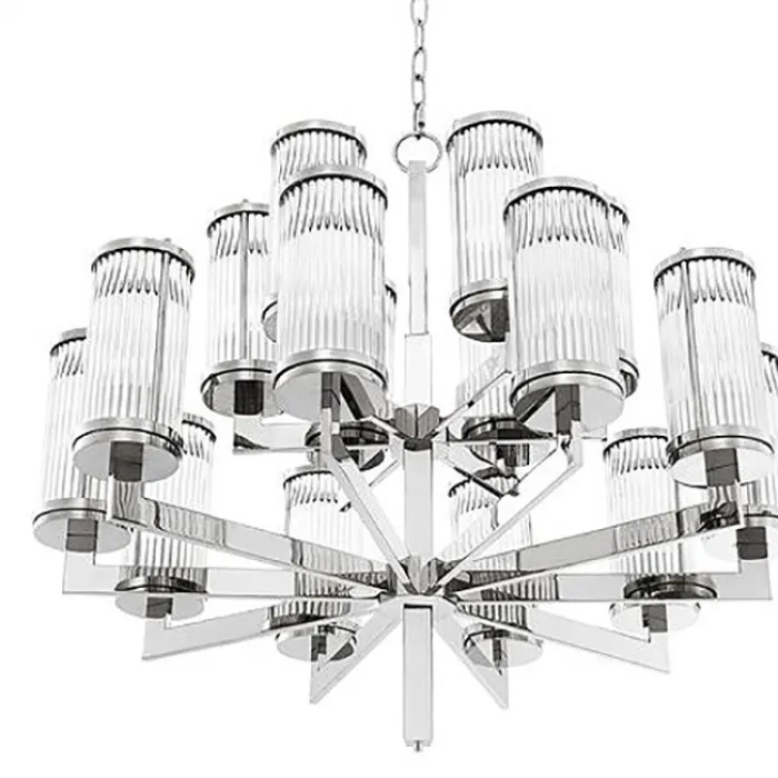Подвесная люстра со стеклянными рельефными плафонами Сilindery Silver D75 от ImperiumLoft