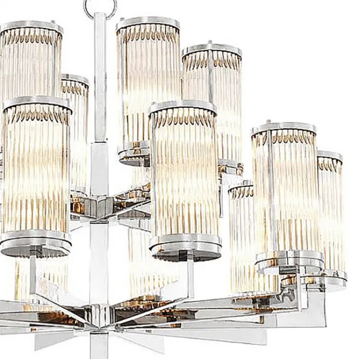 Подвесная люстра со стеклянными рельефными плафонами Сilindery Silver D75 от ImperiumLoft
