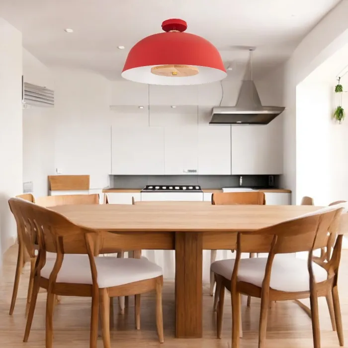 Потолочный светильник GLOBEMI RED D38 от ImperiumLoft синего цвета с круглым деревянным элементом