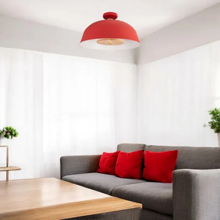 Потолочный светильник GLOBEMI RED D38 от ImperiumLoft синего цвета с круглым деревянным элементом