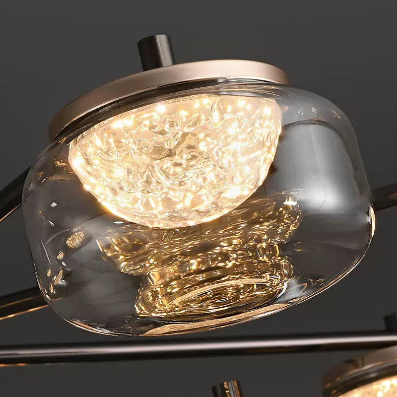 Люстра с LED-источниками света в полусферических рассеивателях с эффектом льда внутри стеклянных плафонов MAYER CH D80 от ImperiumLoft