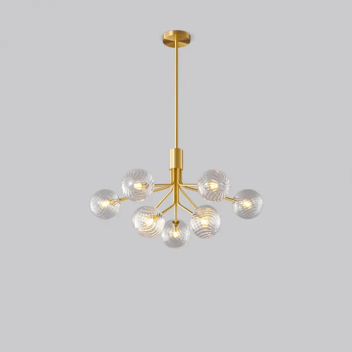 Люстра на стойке с шарообразными плафонами из фактурного стекла DANNA LUX Brass L9 от ImperiumLoft