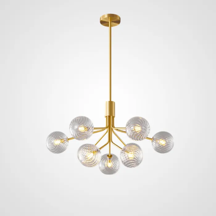 Люстра на стойке с шарообразными плафонами из фактурного стекла DANNA LUX Brass L9 от ImperiumLoft