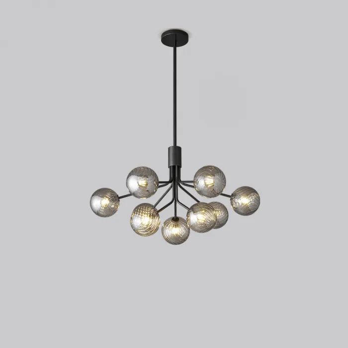 Люстра на стойке с шарообразными плафонами из фактурного стекла DANNA LUX Black L9 от ImperiumLoft