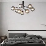 Люстра на стойке с шарообразными плафонами из фактурного стекла DANNA LUX Black L9 от ImperiumLoft