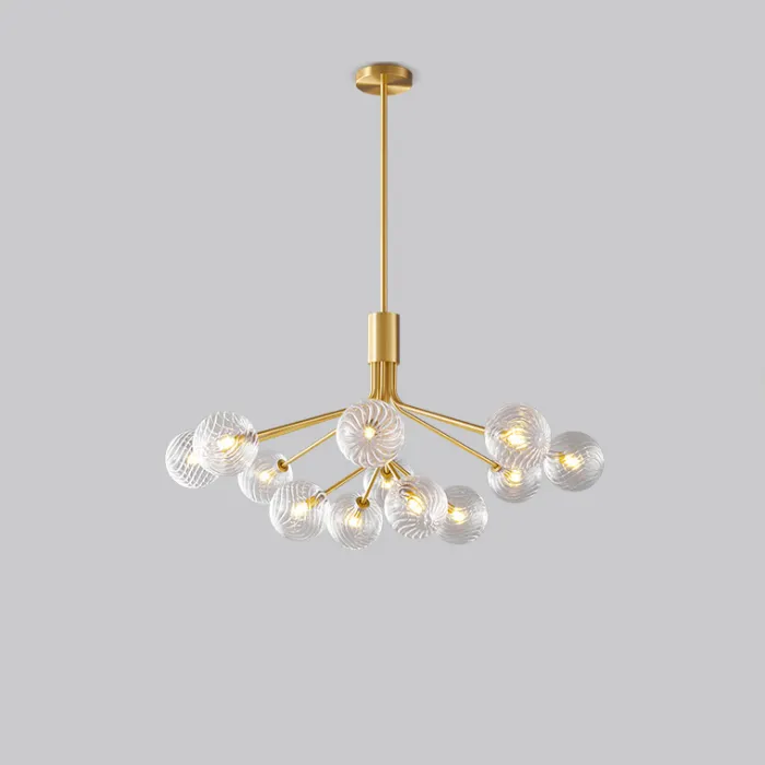 Люстра на стойке с шарообразными плафонами из фактурного стекла DANNA LUX Brass L12 от ImperiumLoft