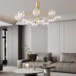 Люстра на стойке с шарообразными плафонами из фактурного стекла DANNA LUX Brass L12 от ImperiumLoft