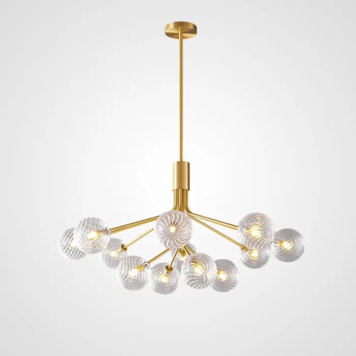 Люстра на стойке с шарообразными плафонами из фактурного стекла DANNA LUX Brass L12 от ImperiumLoft