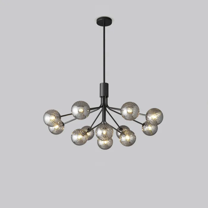 Люстра на стойке с шарообразными плафонами из фактурного стекла DANNA LUX Black L12 от ImperiumLoft