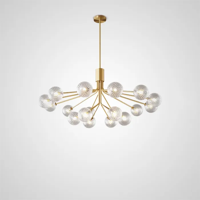 Люстра на стойке с шарообразными плафонами из фактурного стекла DANNA LUX Brass L18 от ImperiumLoft