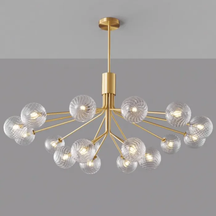 Люстра на стойке с шарообразными плафонами из фактурного стекла DANNA LUX Brass L18 от ImperiumLoft