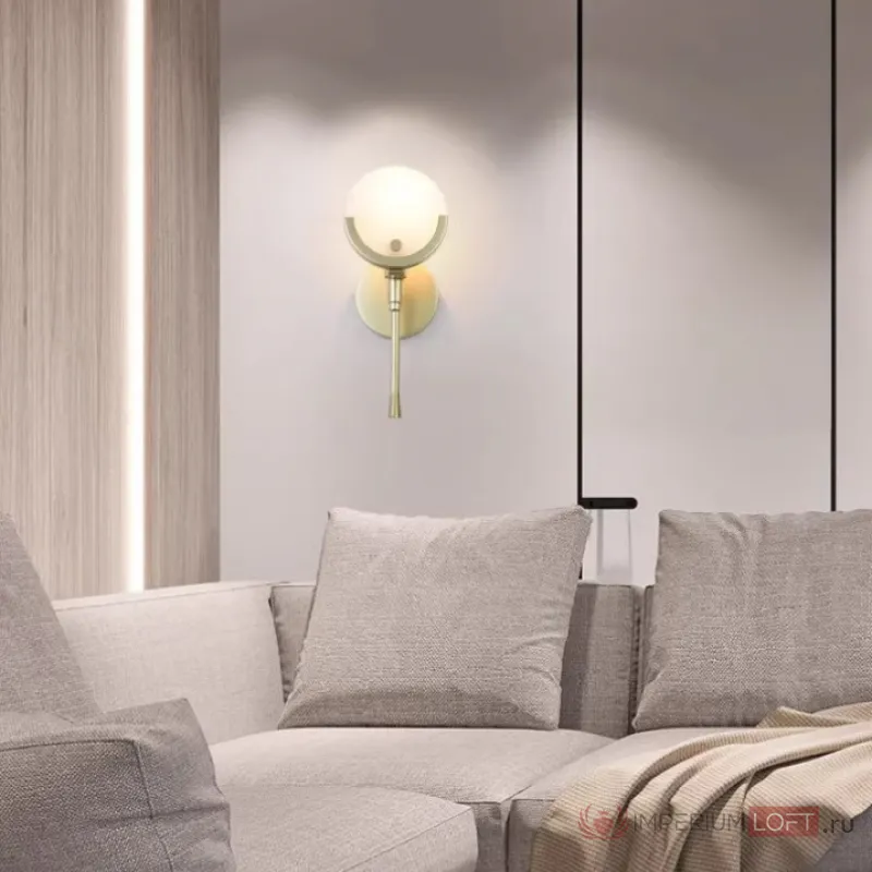 Бра с дисковидными рассеивателями из мрамора на латунной стойке REMI Brass L34 от ImperiumLoft