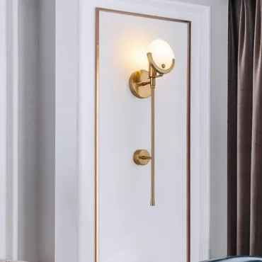 Бра с дисковидными рассеивателями из мрамора на латунной стойке REMI Brass L62 от ImperiumLoft