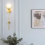 Бра с дисковидными рассеивателями из мрамора на латунной стойке REMI Brass L62