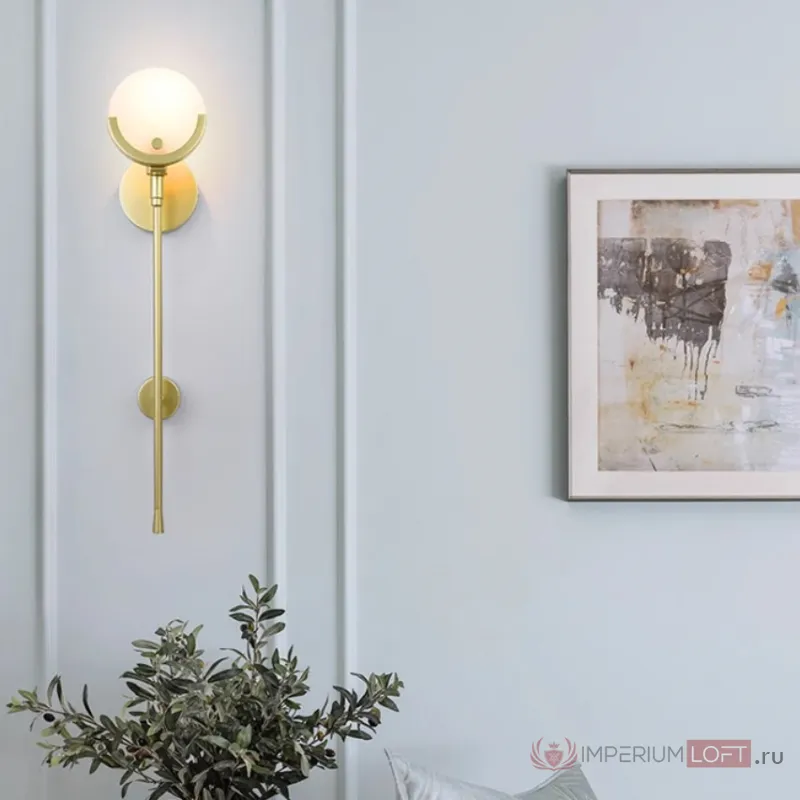 Бра с дисковидными рассеивателями из мрамора на латунной стойке REMI Brass L62 от ImperiumLoft