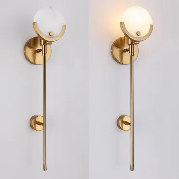Бра с дисковидными рассеивателями из мрамора на латунной стойке REMI Brass L62 от ImperiumLoft