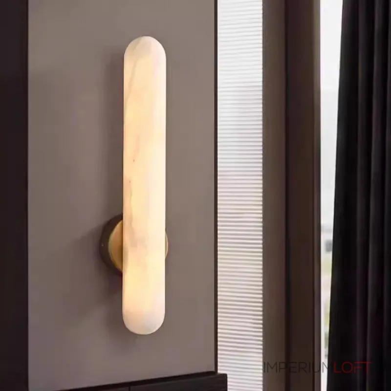 Бра удлиненной формы из натурального алебастра KEFAS Brass H40