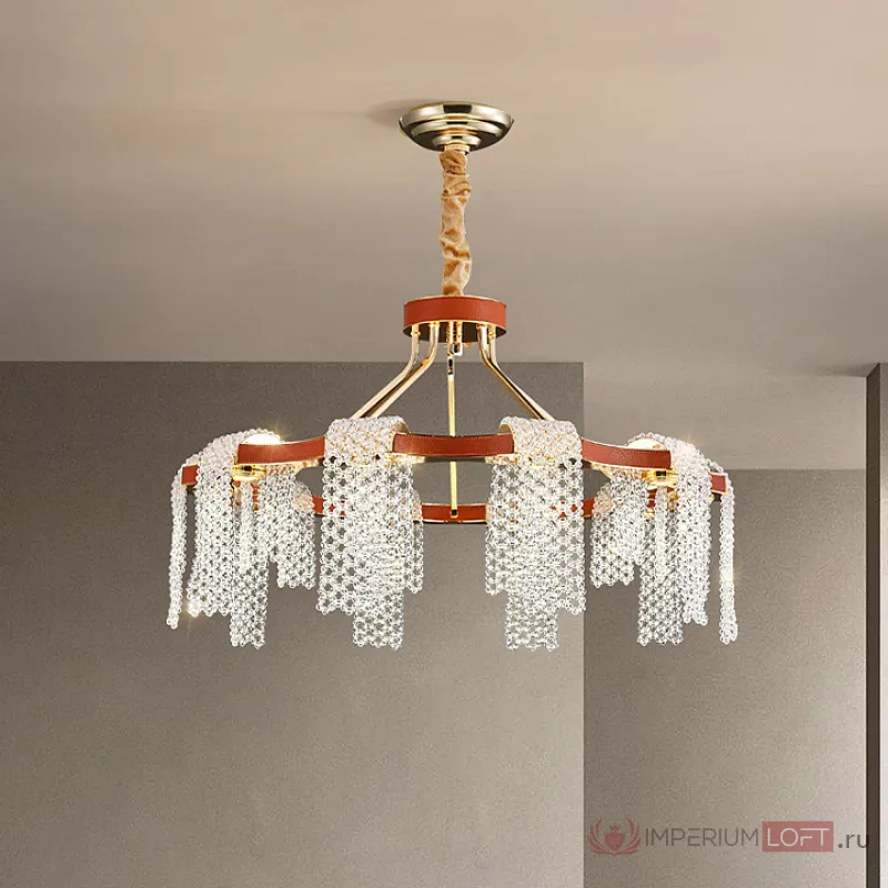 Подвесная светодиодная люстра c декором из кожи Luminara Red D80 от ImperiumLoft