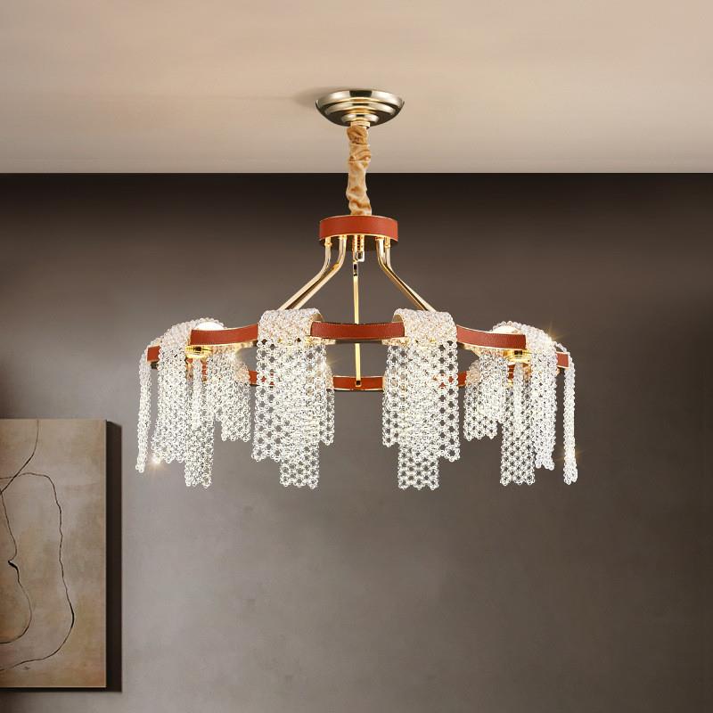 Подвесная светодиодная люстра c декором из кожи Luminara Red D80 от ImperiumLoft