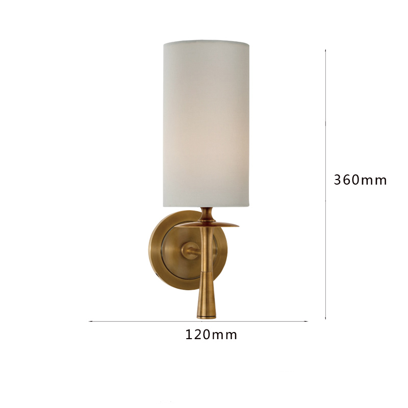 Настенный светильник с текстильным абажуром цилиндрической формы LEWIS Brass от ImperiumLoft Настенный светильник с текстильным абажуром цилиндрической формы LEWIS Brass от ImperiumLoft