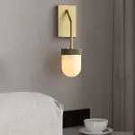Настенный светильник с округлыми плафонами из натурального алебастра TORVILL WALL Brass