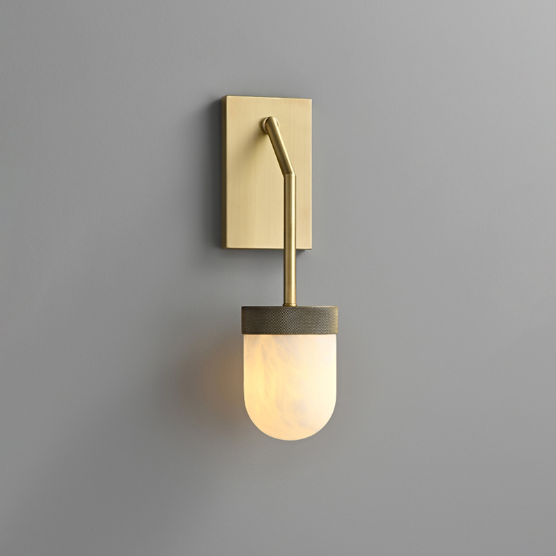 Настенный светильник с округлыми плафонами из натурального алебастра TORVILL WALL Brass Настенный светильник с округлыми плафонами из натурального алебастра TORVILL WALL Brass