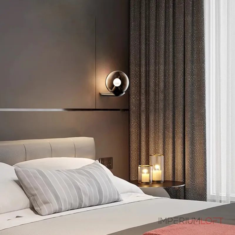 Настенный светильник с шарообразными плафонами из дымчатого стекла FERDIN WALL D15 3000K Настенный светильник с шарообразными плафонами из дымчатого стекла FERDIN WALL D15 3000K