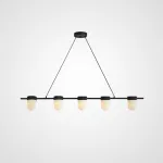 Реечный светильник с округлыми плафонами из натурального алебастра TORVILL LONG Black L5 от ImperiumLoft