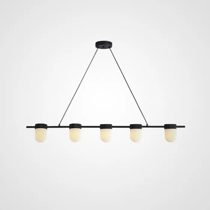 Реечный светильник с округлыми плафонами из натурального алебастра TORVILL LONG Black L5 от ImperiumLoft