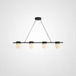 Реечный светильник с округлыми плафонами из натурального алебастра TORVILL LONG Black L4 от ImperiumLoft