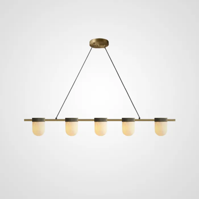 Реечный светильник с округлыми плафонами из натурального алебастра TORVILL LONG Brass L5 от ImperiumLoft