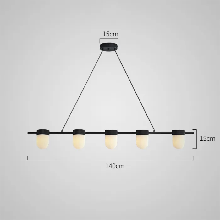 Реечный светильник с округлыми плафонами из натурального алебастра TORVILL LONG Black L5 от ImperiumLoft