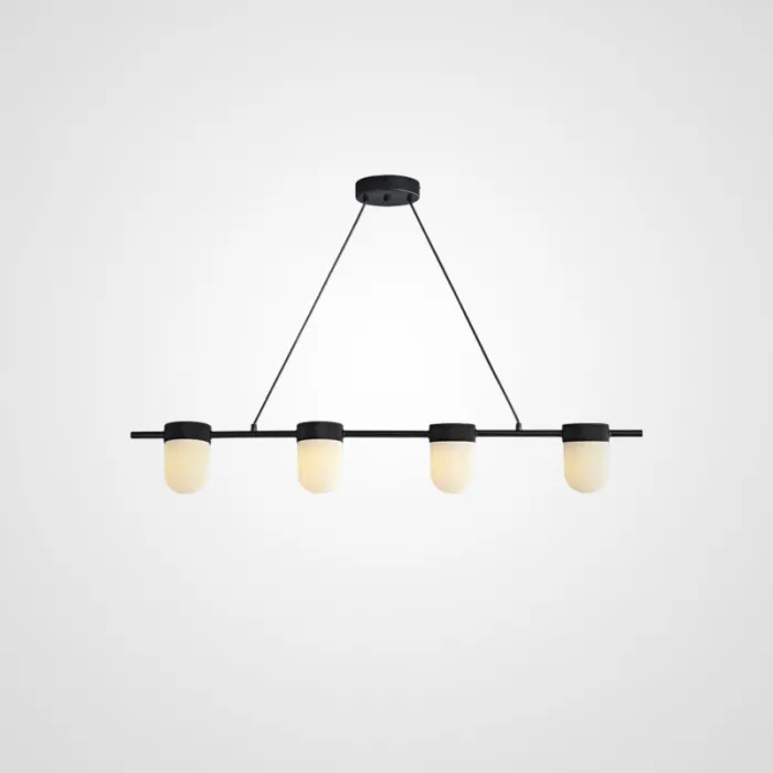 Реечный светильник с округлыми плафонами из натурального алебастра TORVILL LONG Black L4 от ImperiumLoft
