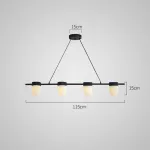 Реечный светильник с округлыми плафонами из натурального алебастра TORVILL LONG Black L4 от ImperiumLoft