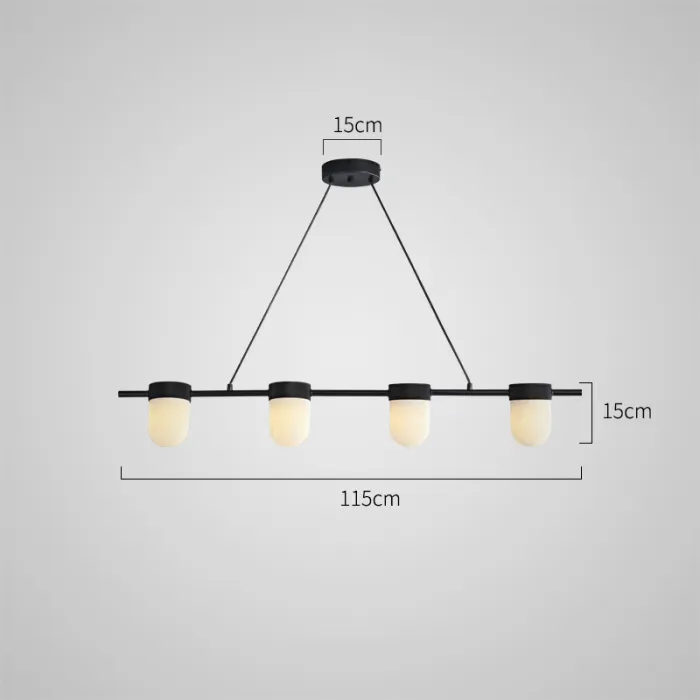 Реечный светильник с округлыми плафонами из натурального алебастра TORVILL LONG Black L4 от ImperiumLoft