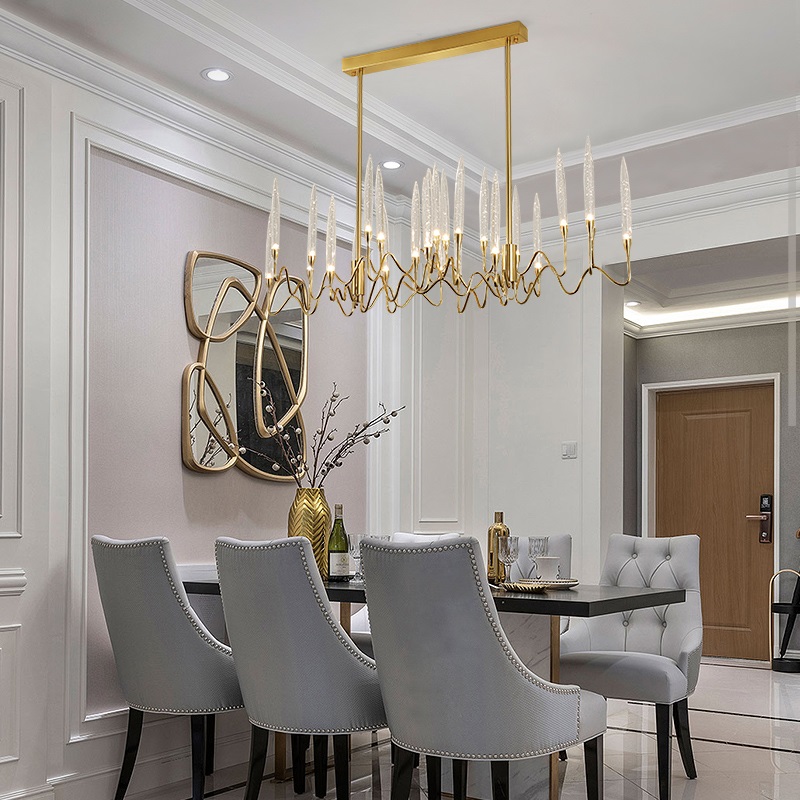 Люстра на штанге Il Pezzo 3 Round Chandelier Brass and Crystals D800 с акриловыми плафонами