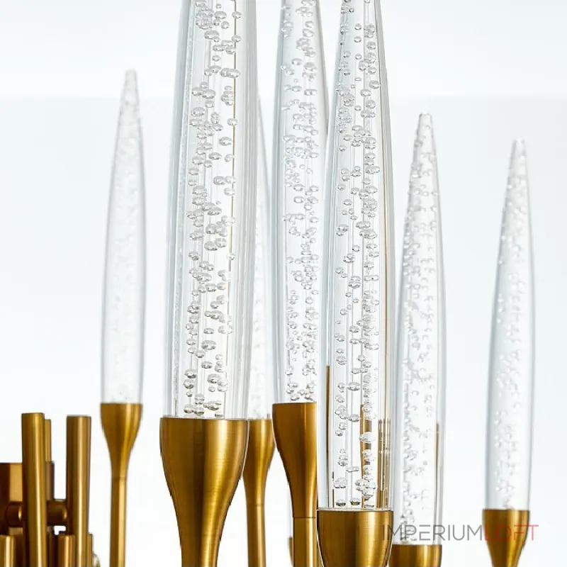 Люстра на штанге Il Pezzo 3 Round Chandelier Brass and Crystals D800 с акриловыми плафонами