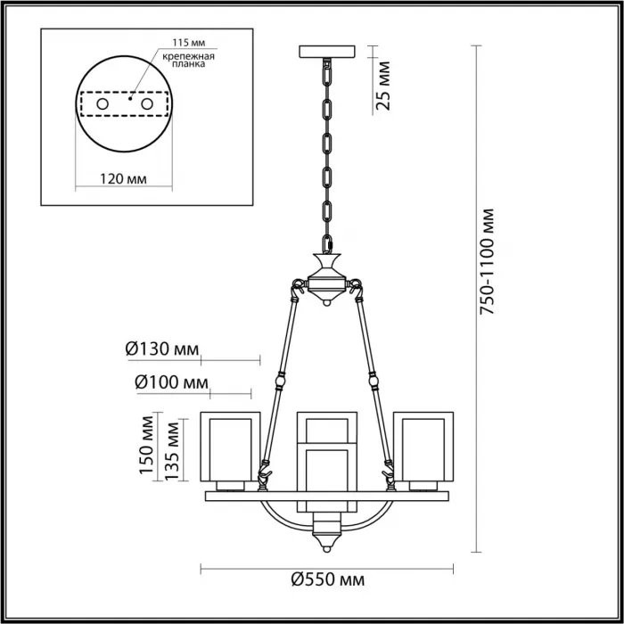 Люстра Lumion COUNTY LN23 219 6524/4 E27 4*60W 220V RIVERLY Коньячный от ImperiumLoft