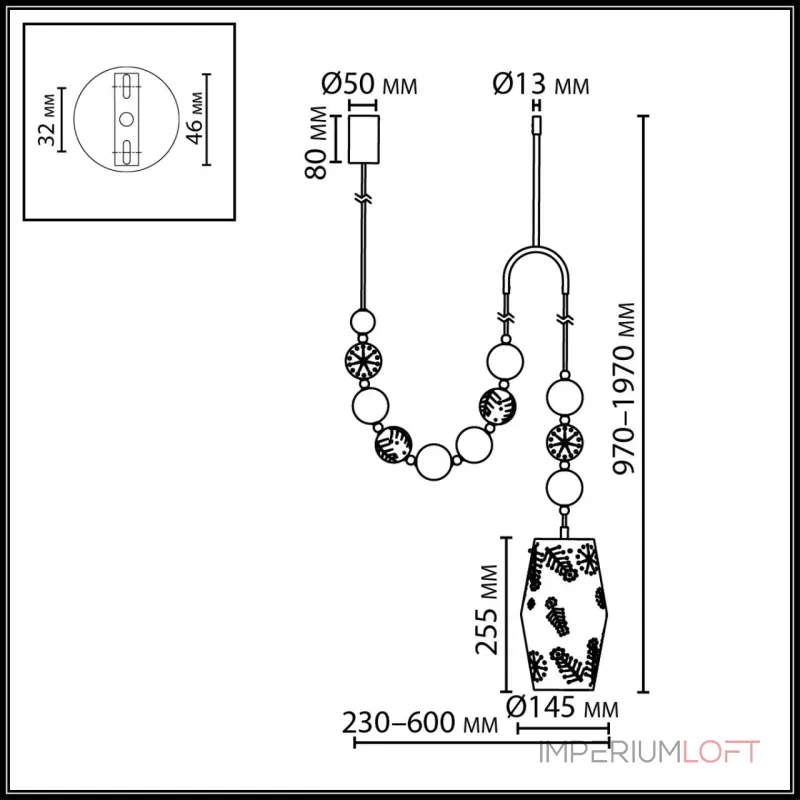 Подвес с держателем Odeon Light Karelia 5444/1B Подвес с держателем Odeon Light Karelia 5444/1B