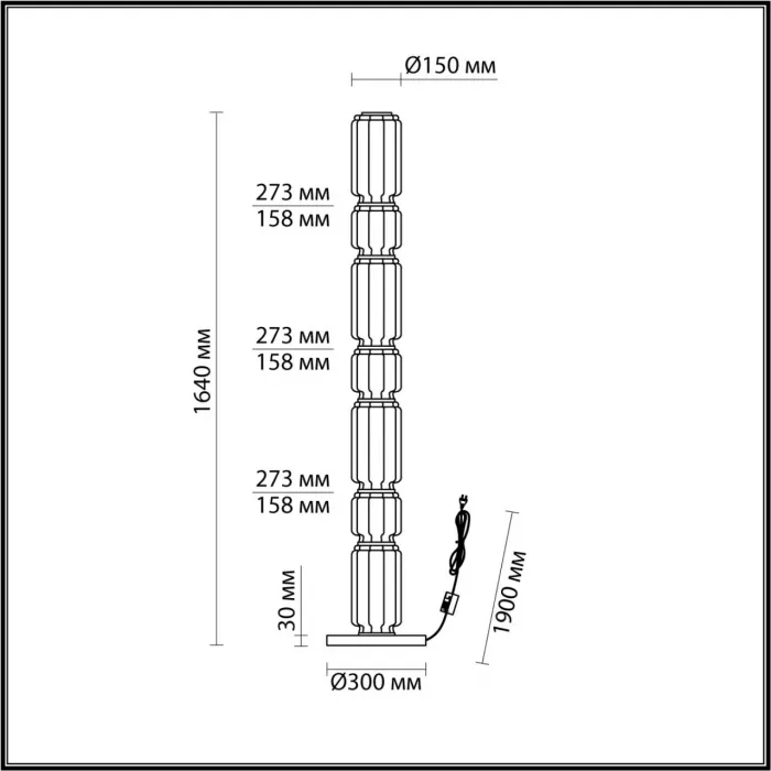 Напольный светильник Odeon Light HIGHTECH ODL_EX24 37 5409/53FL LED 53W 3000K 3200Лм JAM Прозрачный от ImperiumLoft