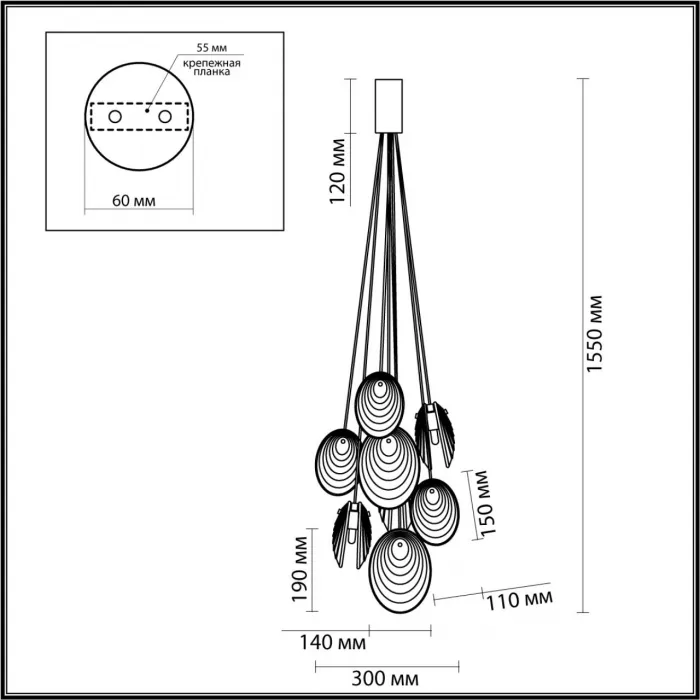 Люстра Odeon Light MODERN ODL24 295 5038/8 G9 8*40W MUSSELS Чёрный от ImperiumLoft
