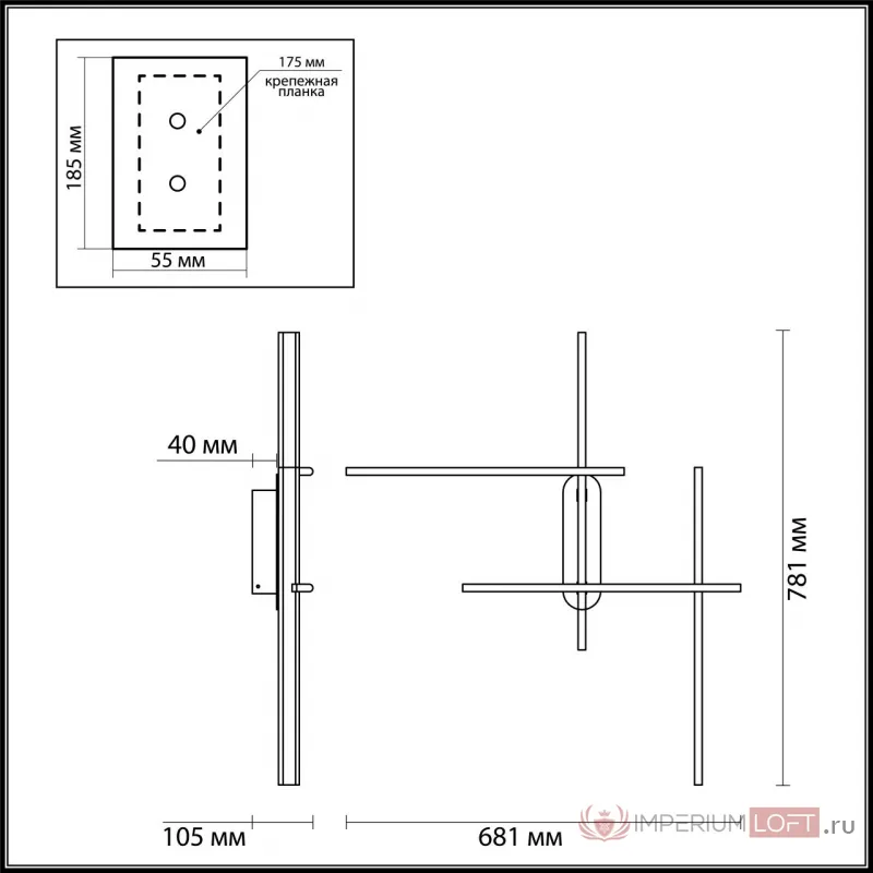 Настенный светильник Odeon Light L-VISION ODL20 197 3890/36WLP LED 3000K/4000K (перекл. ч/з тумблер) 36W 220V RUDY Чёрный от ImperiumLoft