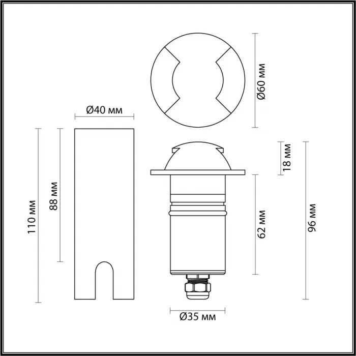 Встраиваемый грунтовый светильник Odeon Light Nature 7722/120L от ImperiumLoft