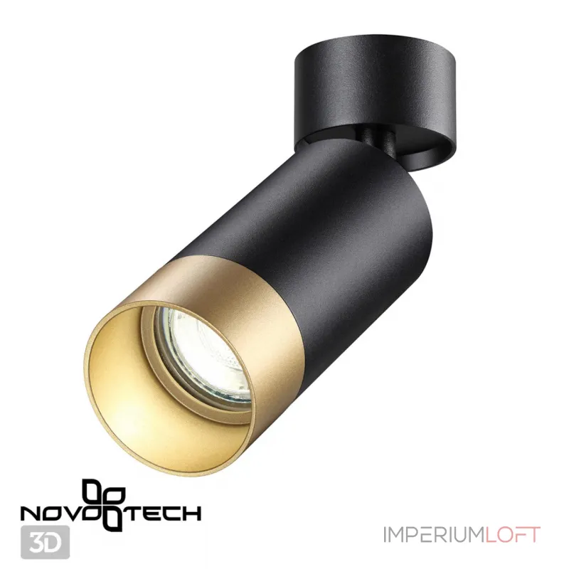 Светильник накладной IP20 GU10 9W 220V SLIM 370871 OVER NT22 252 Черный Золотой