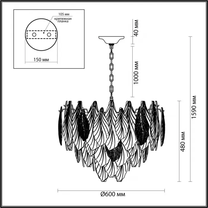Люстра Odeon Light HALL ODL24 507 5052/15 E14 14*40W LACE Белый, Прозрачный, Золотой от ImperiumLoft