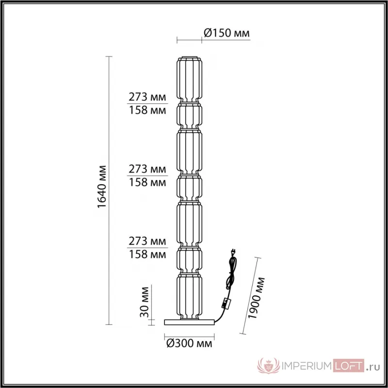 Напольный светильник Odeon Light HIGHTECH ODL_EX24 35 5408/53FL LED 53W 3000K 3200Лм JAM Серый от ImperiumLoft