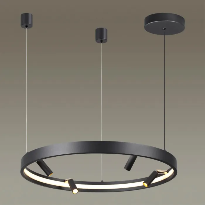 Подвесной светильник с пультом ДУ и доп. креплением IP20 LED 45W+15W 1952Лм 3000-6000K FONDA 4317/58L HIGHTECH ODL22 199 Черный от ImperiumLoft