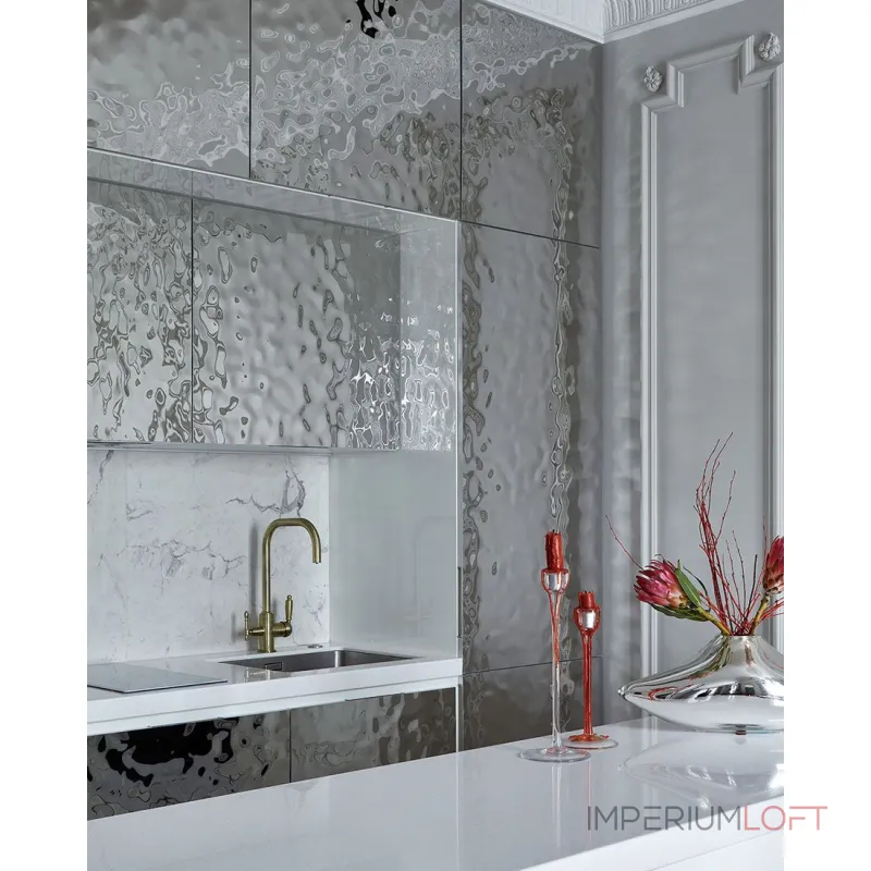 Декоративная нержавеющая сталь Водная рябь Middle Water Хром MTL14751  — 300*122*0,05 см